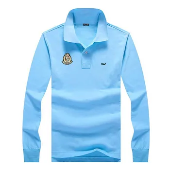 De înaltă Calitate din Bumbac 100% Barbati Tricouri Polo de Culoare Solidă Design Nou Logo Fit Tip Rândul său, în Jos Guler de sex Masculin Primavara Toamna Rever T-shirt