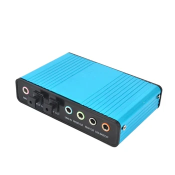 USB 6 Canal 5.1 / 7.1 Surround Extern placa de Sunet PC, Laptop, Desktop, Tableta Audio Optic Adaptor Card Durabil (Albastru)