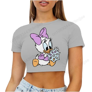 Femei Sexy Cămăși și Bluze Disney Femeie de Moda Bluza 2023 Y2k Femei T-shirt Scurt Top T-shirt Kawaii Haine Gât Rotund
