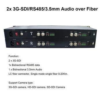 2 Port 3G HD-SDI Audio Video Fibra Optica mass-Media Convertoare, RS485 Audio de 3,5 mm 3.125 G Optică de emisie-recepție includ - Un set