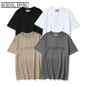 EDLPE ESSENTIALS Scrisoare de Relief High-street Fashion Unisex din Bumbac T-shirt, cu Mâneci Scurte Hip Hop T-Shirt pentru Barbati Femei