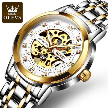 OLEVS Brand de Top Ceasuri Automate pentru Om Original Schelet rezistent la apă Oțel Inoxidabil Elegant Mecanice Bărbați Încheietura ceas 9901