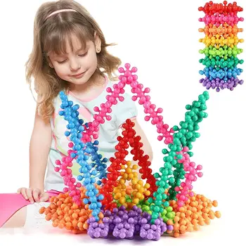 60/400BUC Plum Blossom Blocuri 3D Cărămizi de Jucării pentru Copii Fulg de nea Blocuri Jucării DIY de Învățământ Blocarea Jucarii si Cadouri