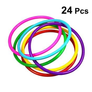 24buc Plastic Arunca Inele Copii Ring Toss Joc de Gradinita Gradina Curte Jocuri în aer liber (Culoare Aleatorii)