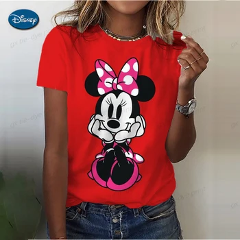 Vara Mâneci Scurte Topuri Minnie Casual Kawaii Tricouri Haine 90 Y2k Tricou Mickey Minnie Mouse Disney tricou Femei de Îmbrăcăminte