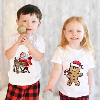 Crăciun Imprimare Băieți/Fete T-shirt Alb, Copil de Vara Harajuku Kawaii Amuzant Mic Copil Haine de Crăciun Cadou de Crăciun