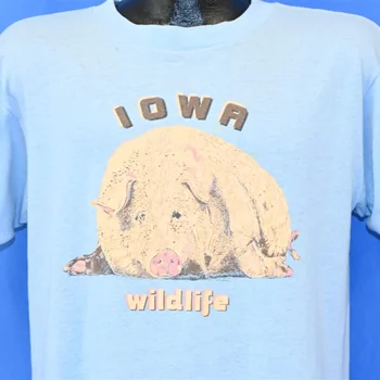 80 Iowa faunei Sălbatice Porc Porc Amuzant Stat de Suveniruri Glumă tricou Mare