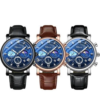Nou Stil CHENXI Top Brand de Lux Ceasuri Barbati din Piele Cronograf Ceas Sport Pentru Barbati de Moda, Data rezistent la apa Luminos Ceas