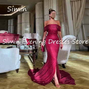 Simin Satin Sirenă Off-the-umăr Formale de Lux Rochie de Bal Etaj lungime de Seara Elegante, rochii de bal Frumos pentru femei 2023