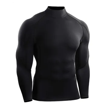De sex masculin Training tricouri Tricouri de Fotbal Uscare Rapidă Topuri Dresuri Tee de Rugby, Sport de Înaltă Elastic Strat de Bază Guler Înalt Îmbrăcăminte