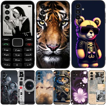 Pentru Samsung Galaxy A04s Caz Telefon cu Capac Spate din Silicon Moale de Protecție Negru Tpu Caz leu tigru urs drăguț