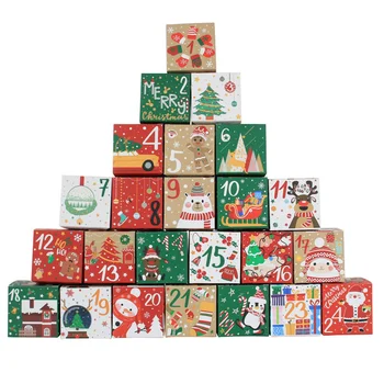 24Pcs de Crăciun Advent Calendar Cutii Cadou Cutie de Bomboane de Crăciun Cadouri Mici de Ambalaj Consumabile Apariția Numărătoarea inversă de Crăciun Decor Acasă