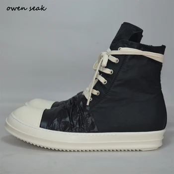 Owen Bolnav Femei Pantofi de Panza Formatori de Lux High-TOP Glezna Cizme Dantela-Up Casual de Brand, Zip de Toamnă Plat Negru Dimensiuni Mari Adidas