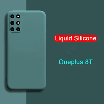 Lichid de Silicon de Caz pentru Oneplus 8T Moale Cazuri de Lentilă aparat de Fotografiat Protecție Completă Telefon Acoperă pentru Un Plus de 9 Pro Nord 8 Capacul din Spate capa