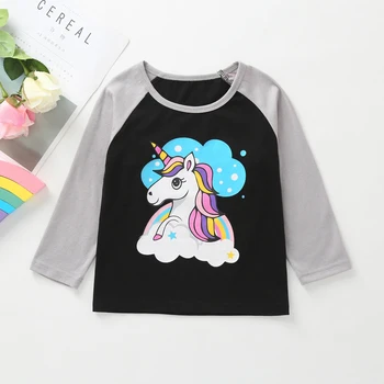 2024 iarna Noi unicorn Tricou Fete Baieti Maneca lunga O-Neck T-Shirt pentru Copii Topuri Haine pentru Copii din Bumbac Tricouri