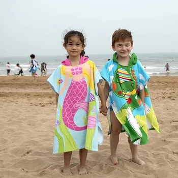 Copii Plaja cu Gluga Prosop de Baie Animale Moi de Înot Piscină Coverup Poncho Pelerina pentru Băieți Copii Copii 1-12 Ani Halat de Baie