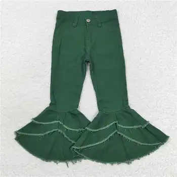 En-Gros De Fete Toamna Și Iarna Pantaloni Cu Strat Dublu Denim Clopot-Fund Cu Multi-Element Culori Luminoase Și Zburli