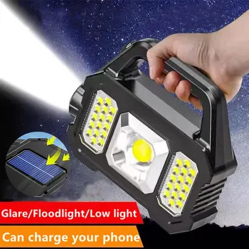 Solar baterie Reîncărcabilă Lanterna LED-uri COB Zoomable Impermeabil Tactice Torch Lampă Becuri Puteți Încărca Telefonul Mobil Camping Lanterna