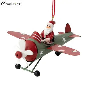 1 buc Retro Fier de Crăciun Pandantiv Stil Antic Moș Crăciun Avion Pom de Crăciun Agățat Ornamente Decor Petrecere Decorative