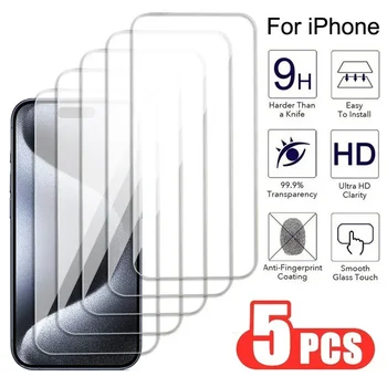 5Pcs 9H HD Sticla Pentru Apple iPhone 15 14 Pro Max 14 15 Plus Ecran Protector pentru iPhone 13 12 Mini 12 13 Pro Max Film de Sticlă