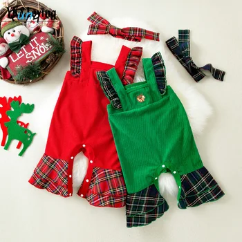 Qunq 2023 Toamna anului Nou Copil Fete Costum de Crăciun Ciufulit de Zbor Manșoane de Îmbinare pantaloni evazati Romper Casual Haine Copii 0-2T
