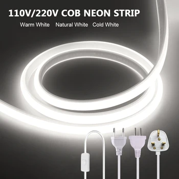 110V 220V COB LED Neon Lumina Benzi Cu Comutator 288LEDs/m RA90 Flexibil în aer liber Lampa cu Led-uri Impermeabil Bandă de Bucătărie Cameră Decor