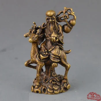 Creative diverse echitatie cerb Shouxing statuie de bronz Fu Lushou cupru pur ornamente desktop ceai de companie ceai de masă ornamente
