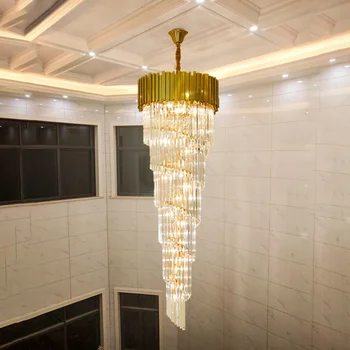 Hotel Teatru de Cristal Candelabru de Iluminat Vila Mare cu Led-uri Lampă de Pandantiv de Lux din Oțel Inoxidabil Multi-strat Trăiască Cameră Lustru