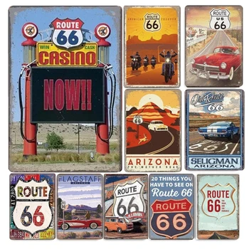 Route 66 Poster Vintage din Metal Staniu Semn Retro Semne Rutiere Mașină Placa de Metal pentru Garaj Bar Club benzinarie 8 X 12 Inch