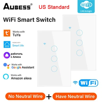 1/2/3/4 Gasca NE-Standard Tuya WiFi Smart Touch Comutator de Perete Acasă Buton de Control de la Distanță Inteligent Acasă Funcționează Cu Alexa de Start Google