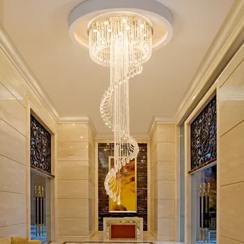 Modern, Dubla Spirală Luciu De Cristal Candelabru Tavan Mansarda Restaurant, Hotel, Sala Timp De Iluminare Lumini