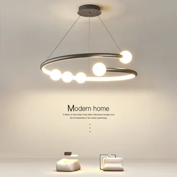 Nordic Linie de Lux Minge de Sticlă Candelabru Living Sala de Mese Restaurant Modern Designer Inel Lampa pentru Dormitor Pandantiv cu Led-uri Lumina