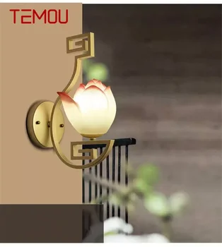 TEMOU Stil Chinezesc Lampă de Perete de Artă Lotus Lampă de Perete Originalitate Living Dormitor Camera de Ceai Coridor de Lumină Decorativă