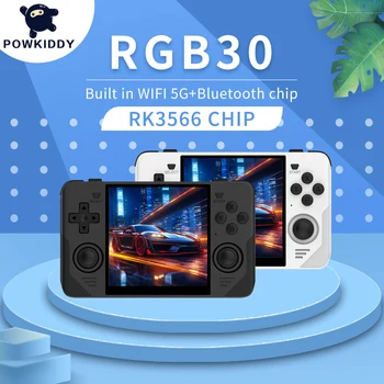POWKIDDY RGB30 Retro Buzunar 720*720 4 Inch Ips Ecran Built-in WIFI RK3566 Open-Source Handheld Consola de jocuri pentru Copii Cadouri