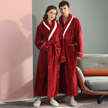 Liber Kimono Lounge Neglijeu 2023 Noi de Iarnă Bărbați cămașă de noapte din Flanel Halat de baie pentru Femei Cămașă de noapte Cald Fleece Coral Acasă Rochie