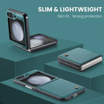 Pentru Samsung Flip5 de Afaceri de Lux Slim din Piele de Caz pentru Samsung Galaxy Z Flip 5 Flip5 5G Picătură de Protecție Funda Coque