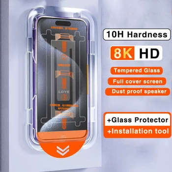 10H Duritate Praf Bubble Gratuit Gratuit Instalare Sticla Temperata Pentru iPhone 15 14 13 12 11 Pro Max Plus XS XR X Ecran Protector