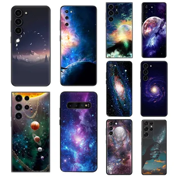 Planeta, Univers, nebuloasă Silicon Negru Cazuri de Telefon pentru Samsung Galaxy S23 Ultra 5G S22 S21 S20 FE Plus Nota 20 10 9 8 S10 E Acoperă