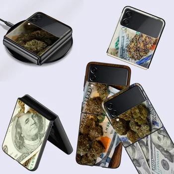 Traficant de droguri, Bani Iarba de Arta Mobil Telefon Mobil Caz Pentru Samsung Galaxy Z Flip 5 5G Flip 4 3 5G Funda Neagra Coque Greu PC-ul de Lux Cove