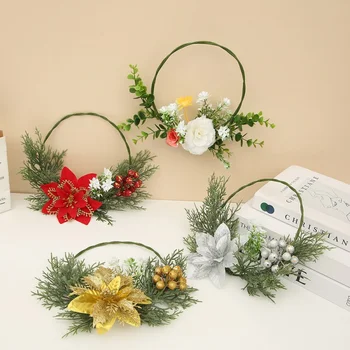 Crăciun Rattan Ghirlanda Decor Coroană De Flori De Craciun Ghirlanda Artificiala Ornamente Petrecere Acasă Acasă Noel Natal Decoratiuni