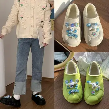 Cald Iarna Bumbac Pantofi Sanrio Anime Drăguț Cinnamoroll Impermeabil Casa De Moda Cu Talpi Groase, Plus Sac De Catifea Toc Bumbac Papuci
