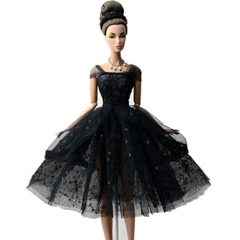 NK 1 Buc 30CM Printesa Nobil Tul Negru Fusta Rochie de Mireasa de Design de Moda Petrecere Rochie Pentru Papusa Barbie Accesorii Cadou Fată Jucărie