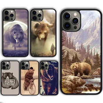 Desene animate Ursul Grizzly Caz de Telefon Acoperă pentru iPhone 15 SE2020 13 14 11 12 Mini Pro Max X XR XS 6 7 8 Plus coque fundas Shell