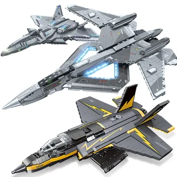 Militar MOC Aerospațială Luptător F-35B Avioane Model Blocuri DIY City Science-Fiction Avion Cărămizi Jucarii Pentru Copii Cadouri