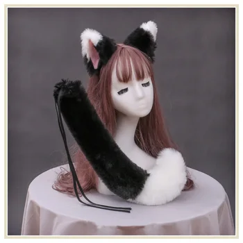Femeie Sexy Frumoasa Pisica Vulpe Bentita Coada Frizură De Pluș Urechi Recuzită Anime Cosplay Costum De Crăciun