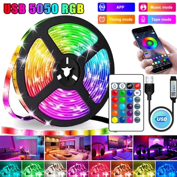 LED Camera Lumini de Culoare RGB Tpae Bluetooth Benzi cu LED-uri de Decorare Dormitor 5050 LED 5m 10m 15m 20m 30m TV LED Backlight pentru Crăciun