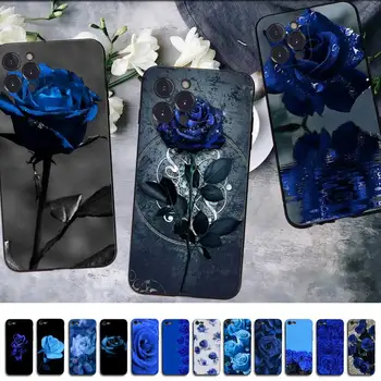 Albastru floare trandafir Telefon Caz Pentru iPhone 14 13 12 Mini 11 Pro XS Max X XR SE 6 7 8 Plus Silicon Moale Capacul