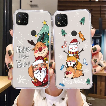Om de Zăpadă de crăciun pentru Xiaomi Redmi 9C 10A Caz Drăguț, Crăciun Fericit, Moș crăciun Copac Silicon pentru Redmi 9A NFC 10A Telefon Capacul din Spate