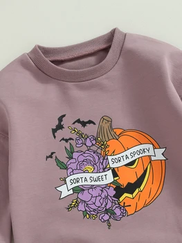 Adorabil Costum de Halloween - Maneca Lunga Echipajul Gât Scrisori de Dovleac Imprimare Body pentru Copii Fete si Baieti