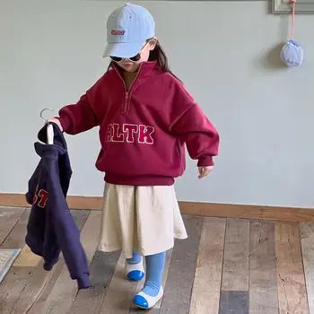 Coreeană Haine pentru Copii Pulover Casual 2023 Iarna Noi Fetele Pulover Compozit Una de Catifea Scrisoare Fată Pulover Pulover